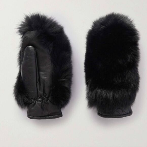 Goldbergh Hill Black Faux Fur Furry Mittens worn once 7 - Picture 1 of 6